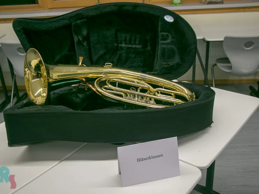 Tenorhorn im geöffneten Koffer.
